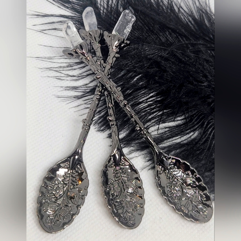 Vintage Style Genuine Clear Quartz Ritual Spoon. Crystal Tea Spoon.